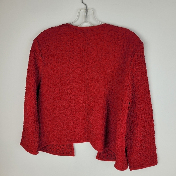 Valerie Stevens petite textured red lady jacket 100% silk classic officewear 10P - Picture 5 of 12
